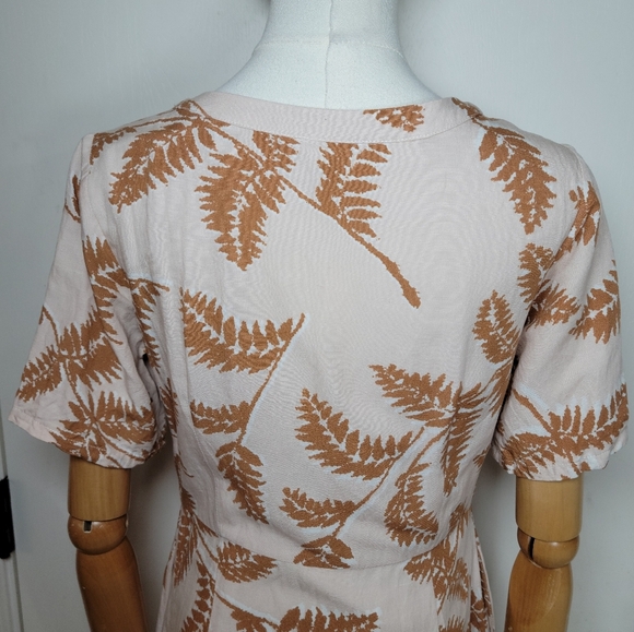 Roolee Midi Palm Leaf Beach Resort Boho Cotton Blend Linen Dress Size Small - Picture 11 of 14